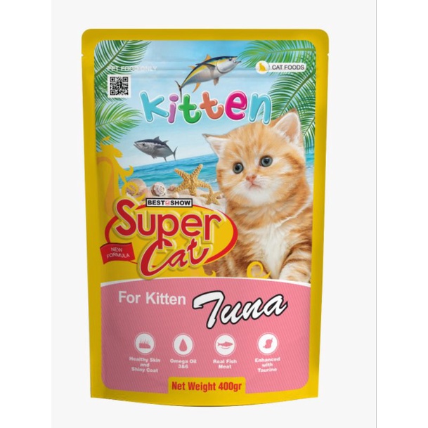 SUPER CAT POUCH 400GR SUPER CAT SACHET 400GR Super cat kitten 400gr makanan kucing super cat pouch 400gr wetfood cat food kitten