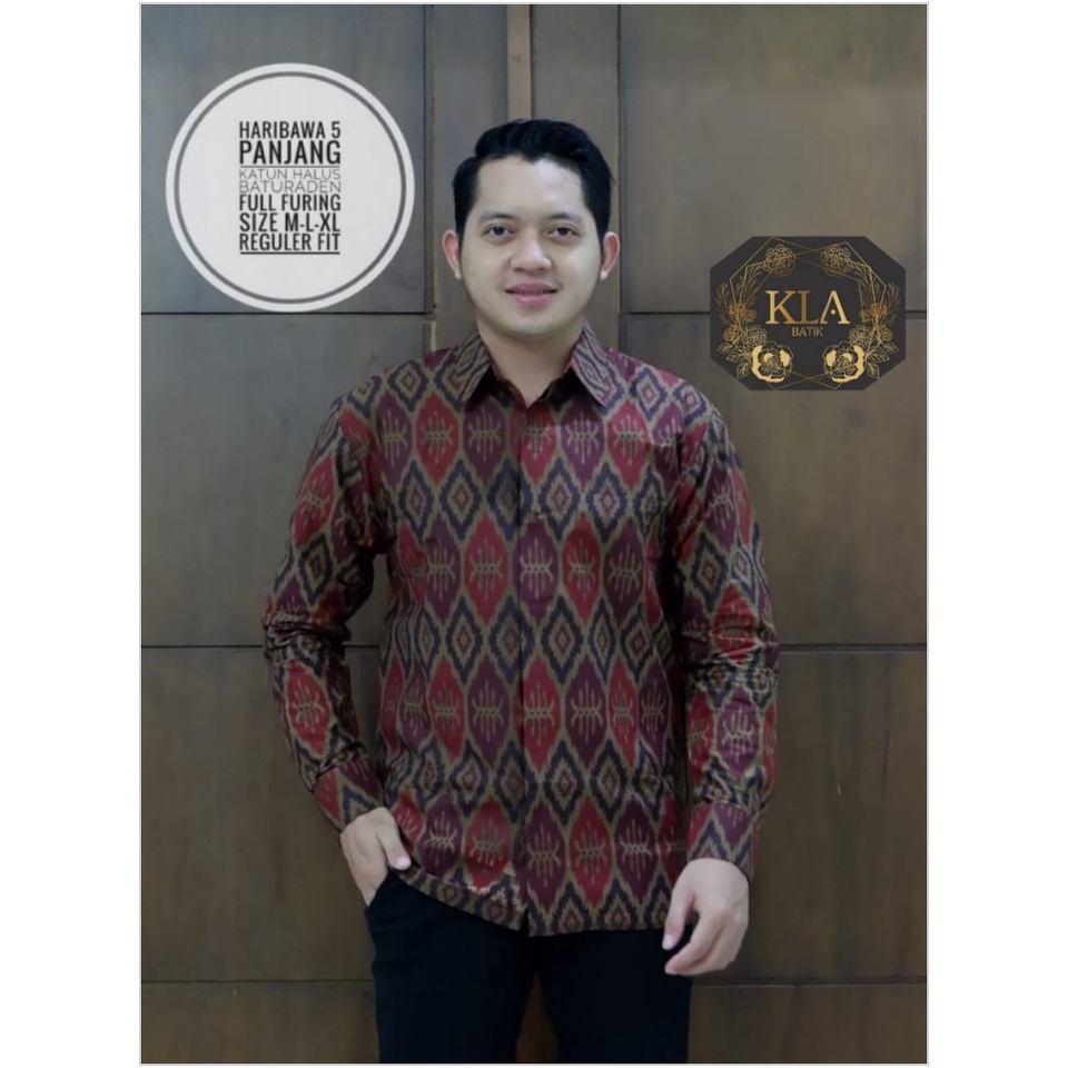 DISKON BESAR HARIBAWA 5 KEMEJA BATIK SOLO PRIA LENGAN PANJANG LAPIS FURING ATASAN PREMIUM MODERN KOP