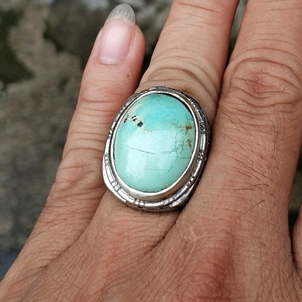 CINCIN BATU AKIK NATURAL PIRUS PERSIA GREEN TURQUOISE BODYGLASS