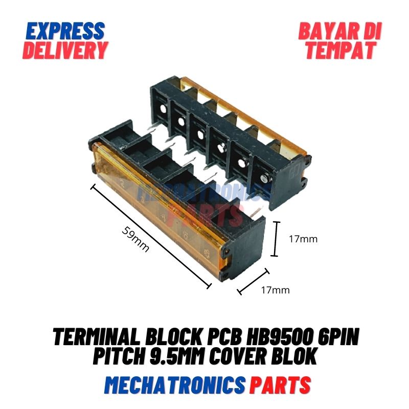 Terminal Block PCB HB9500 6PIN Pitch 9.5mm Cover Blok