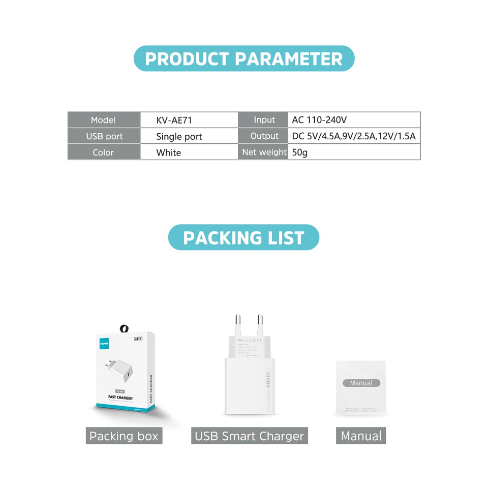 KIVEE CHARGER AE71 22.5W ORIGINAL