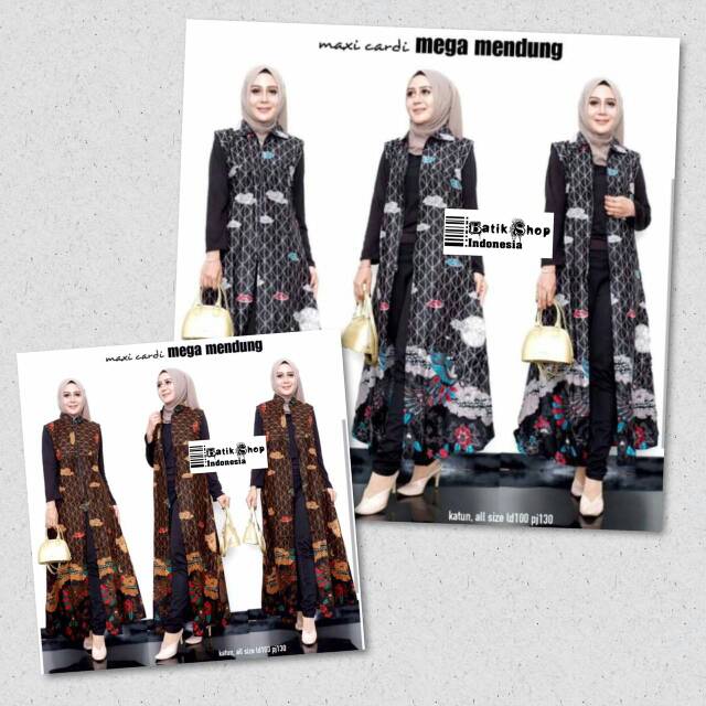 ADA JUMBO - Outer Mega Mendung Batik Maxi Cardi Muslim Kardigan Kantoran Outerwear Kerja Casual Modern Big Size