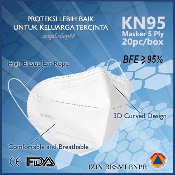 Masker KN 95 5Ply Disposable Mask KN 95 5 Ply Earloop Daily Mask 1 box isi 20pcs KN-95 - KN95 5Ply SOW