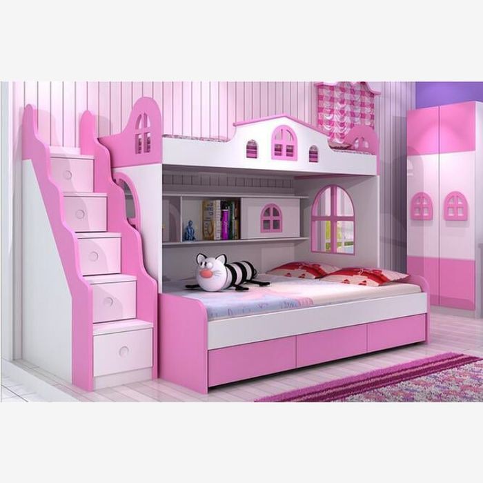 Ranjang Susun Perempuan Pink, Tempat Tidur Tingkat Anak Camtik
