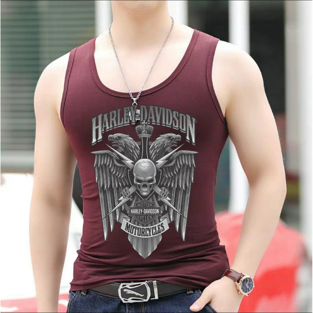 AMOSJKT28.SINGLET MOTIF HARLEY/SINGLET PRIA/SINGLET DEWASA