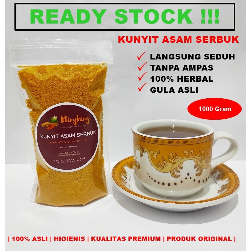 

TERLARIS!!KUNYIT ASEM SERBUK SIAP SEDUH ALAMI BERKHASIAT 1000gr