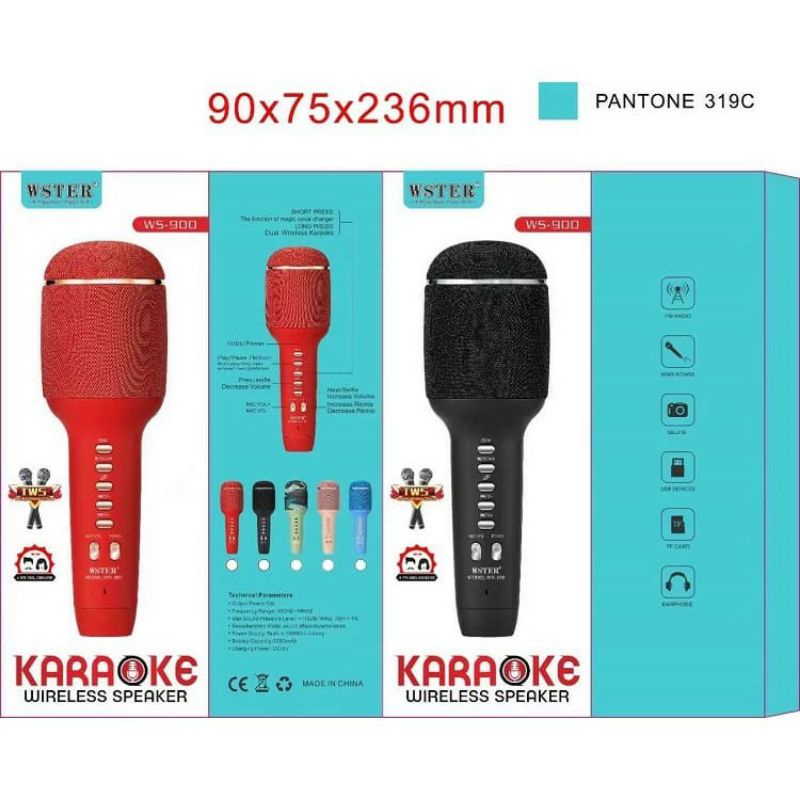 Mic Karaoke WS900 Microphone Bluetooth Portable WS-900 Mikrofon Karaoke Smule