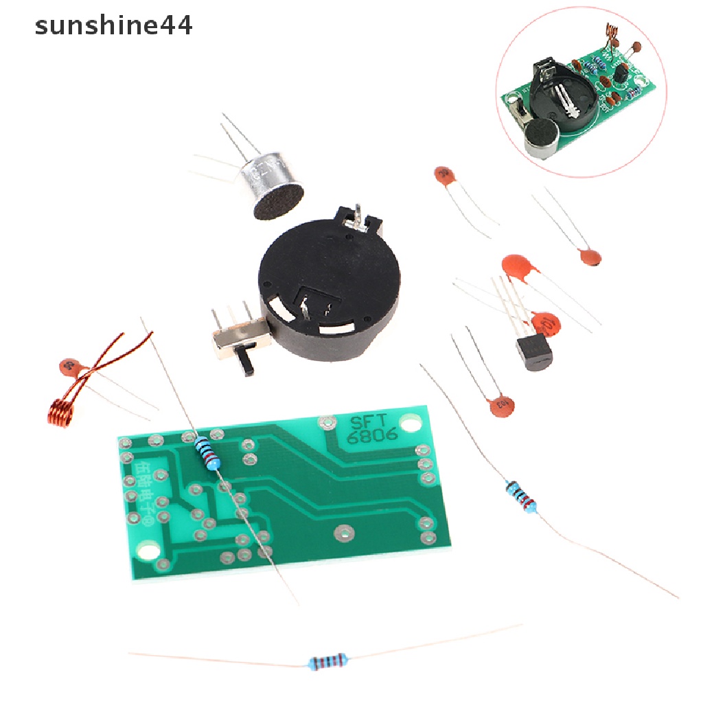 Sunshine Kit Transmitter Radio FM Stereo DIY Dengan Mikrofon DC 3V Untuk Latihan Solder