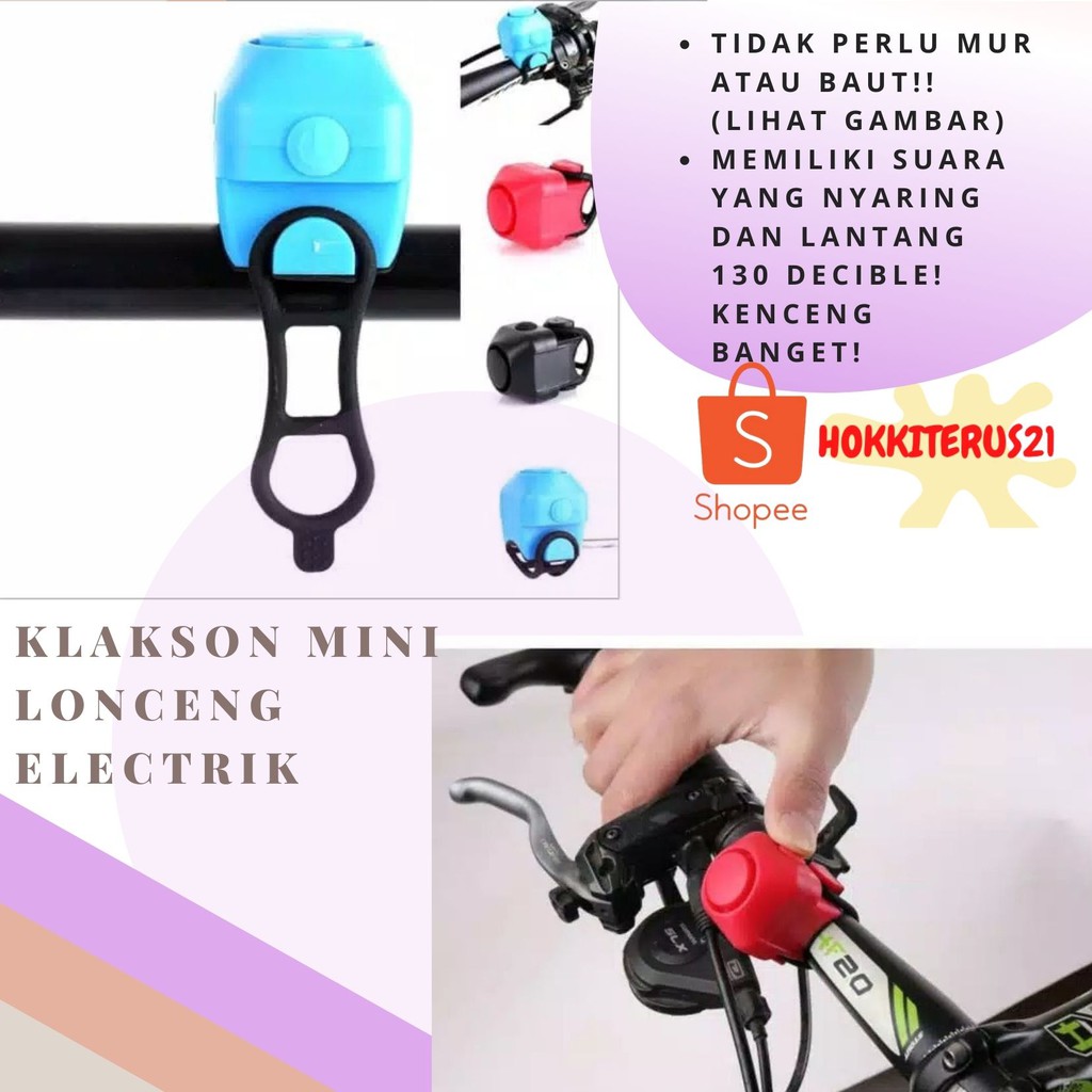 hokkiterus21 Bel sepeda elektrik klackson silicon tahan air hujan 5 nada dering bicycle horn