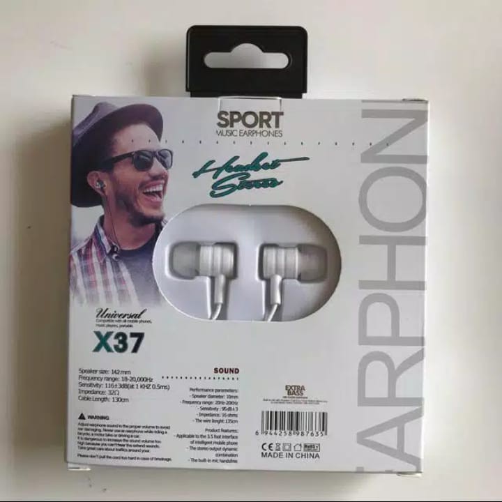 (NC) Headset Earphones Universal Extra Bass Music X37