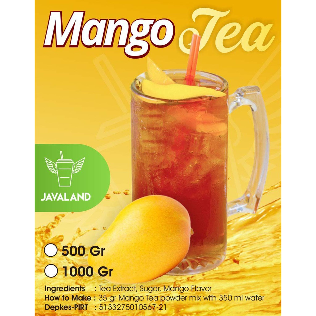 Javaland Bubuk Minuman Rasa Mango Tea / Teh Mangga 1Kg - Regular Plain | Es Teh | Bubble Powder Drink Boba