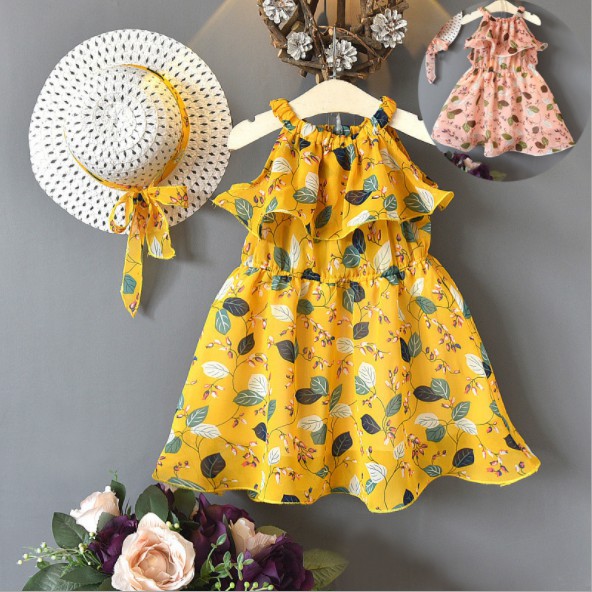 DRESS+TOPI ANAK [KUALITAS IMPOR] GAUN BAYI PESTA ANAK BAYI PEREMPUAN