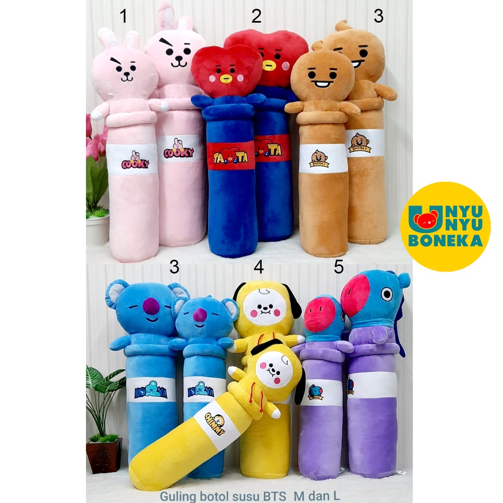 Bantal Guling Lembut 60cm 70cm Boneka bts cooky shooky chimmy rj koya mang tata bt21