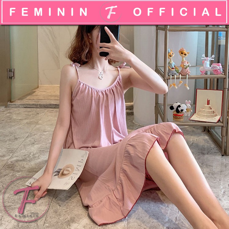Feminin Daster Wanita Korea Daster Tali kecil Baju Tidur Wanita murah