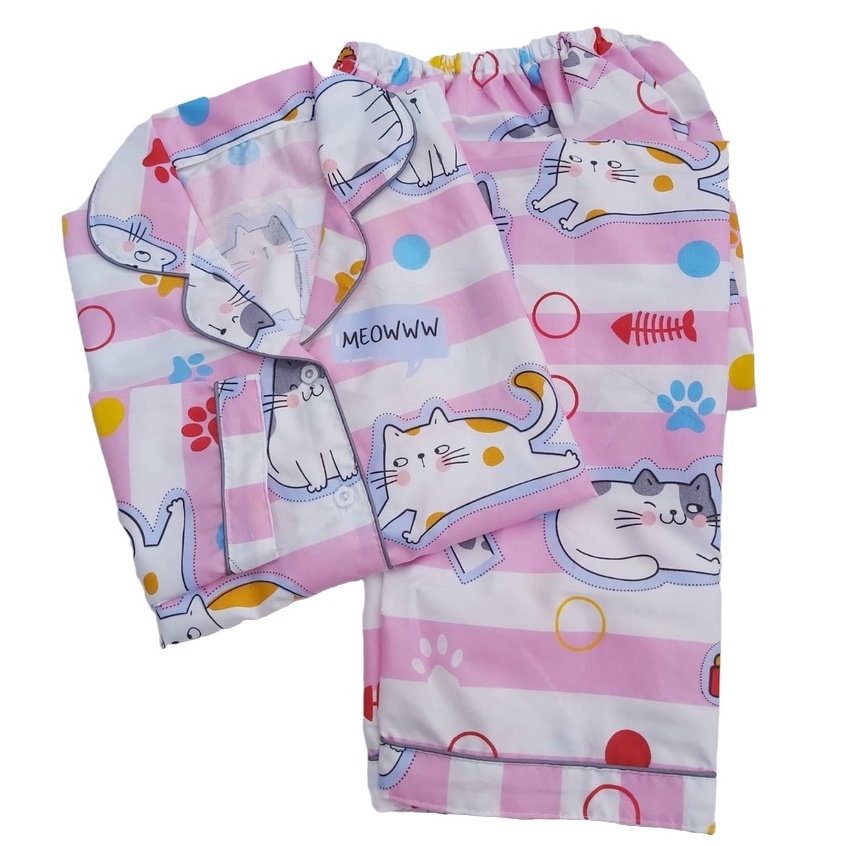 BAJU TIDUR WANITA LENGAN PANJANG / PIYAMA WANITA CANTIK BAHAN KATUN MOTIF KOTAK GUILEN PP-3