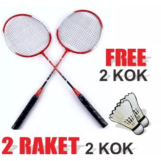 (FREE 2PCS KOK) RAKET BADMINTON MURAH / Badminton Raket 108 Olahraga Sport Raket 2 PCS - Free 2 Kok