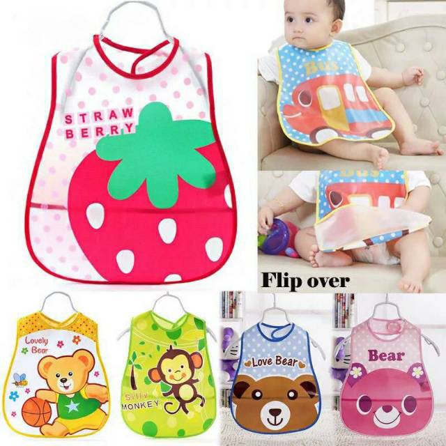 Slabber Plastik / Celemek Bayi / Slaber Plastik Waterproof / Baby Bib / Tadah Liur Anti Air