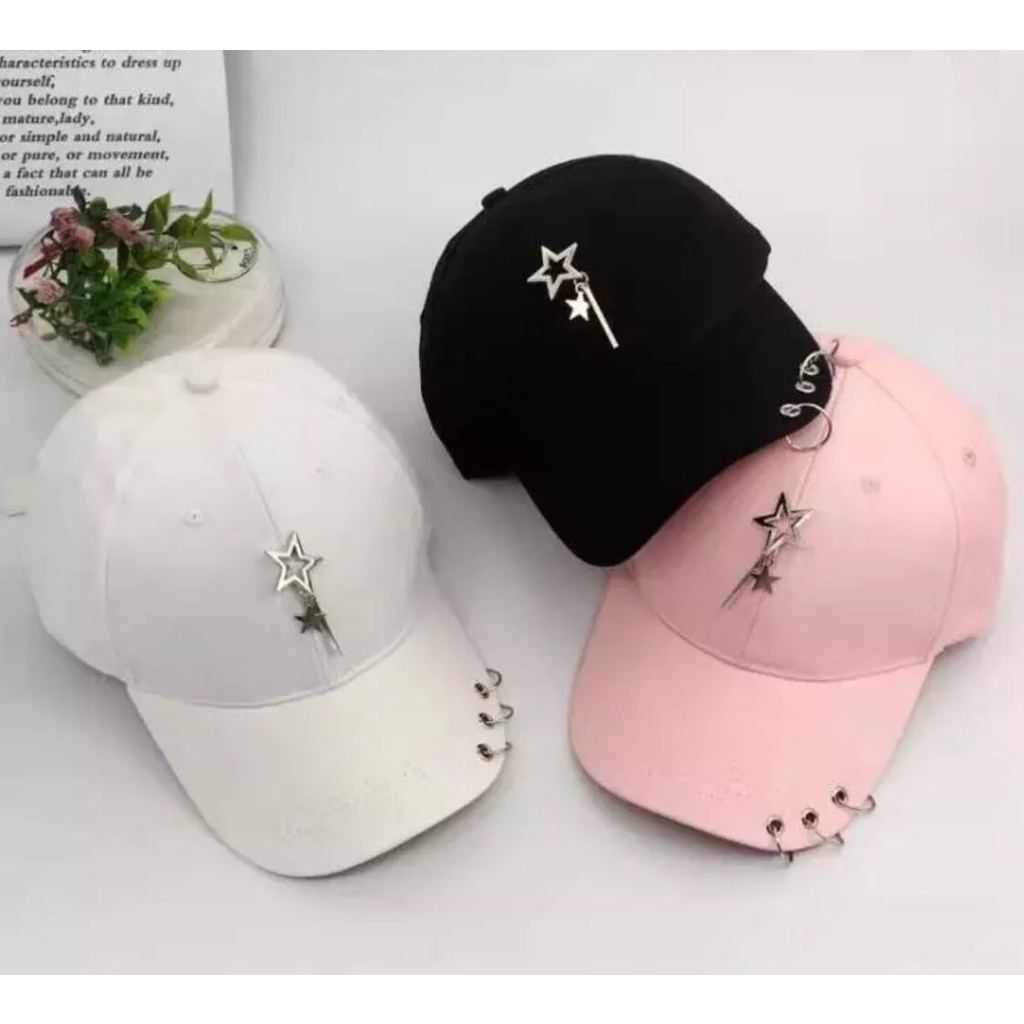 Topi anting bintang korea/topi simpel kece terbaru(cod)