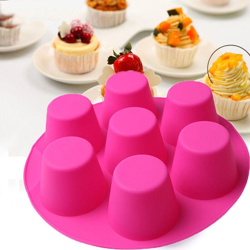 [Elegan] Cetakan Cupcake 3D Warna Random 7rongga Muffin Coklat Baking Tray Pan