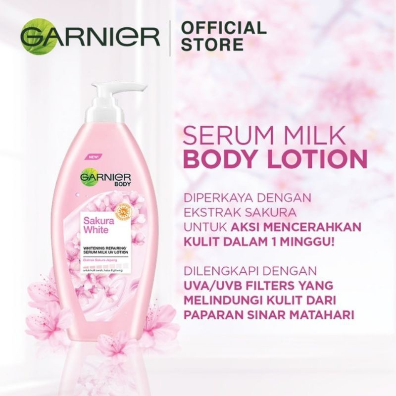 Garnier Sakura White Pinkish Radiance Serum Milk UV Body Lotion Skin Care - 400ml / 400 ml