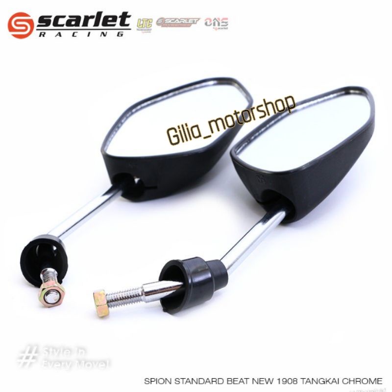 Scarlett Racing Spion Standar Beat New LTC 1908 Tangkai Chrome Universal Drat Honda