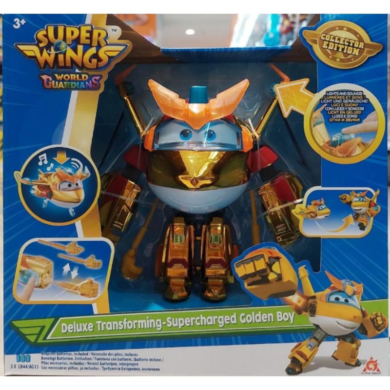 Super Wings : Deluxe Transforming Supercharged Golden Boy Figure