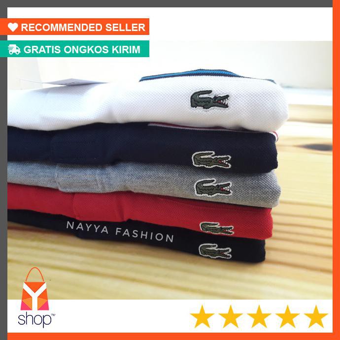 DISKON  Polo Shirt Lacoste Original Import - Hitam