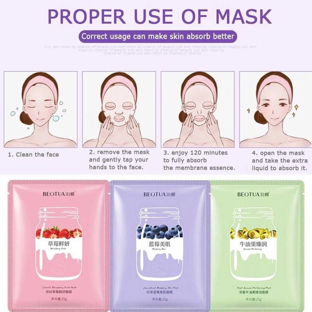 BEOTUA Yougurt Sheet MASK / Masker Wajah Beotua Yogurt Fruit Sheet Mask