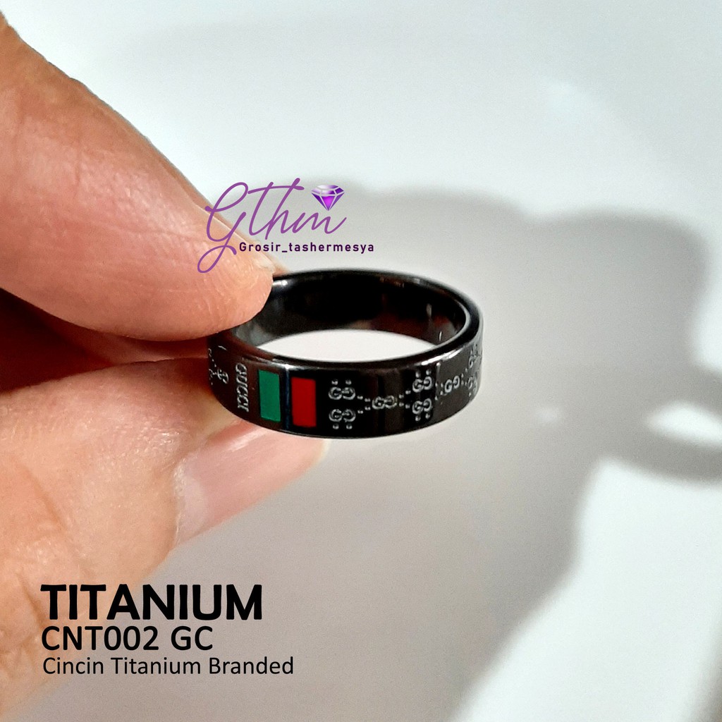 cincin titanium guci silver dan gold branded sedang trend cnt002 bisa untuk pasangan (harga satuan)