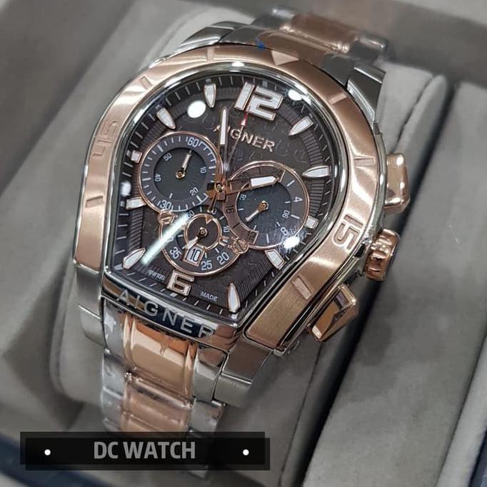 Super Sale Jam Tangan Pria AIGNER Palermo Rosegold Brown Original BM Ready Stock