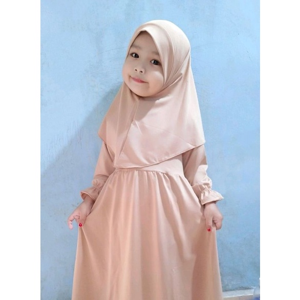 gamis anak AIRA bahan jersey polos usia 2-7tahun