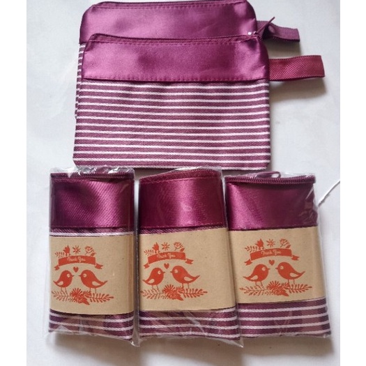 souvenir pernikahan dompet salur kecil kemasan plastik