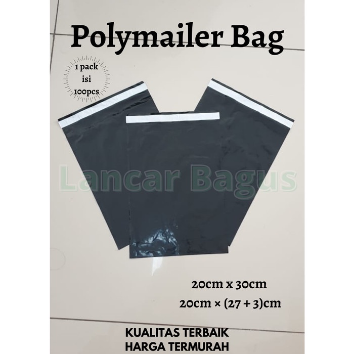 

Eklusif Polymailer Hitam Glossy 20X30 Plastik Amplop Trendi