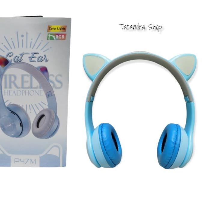 Headphone Karakter Kucing Bluetooth HFY47 - B39 / Headphone Bluetooth Lucu / Handsfree Bando Kucing 