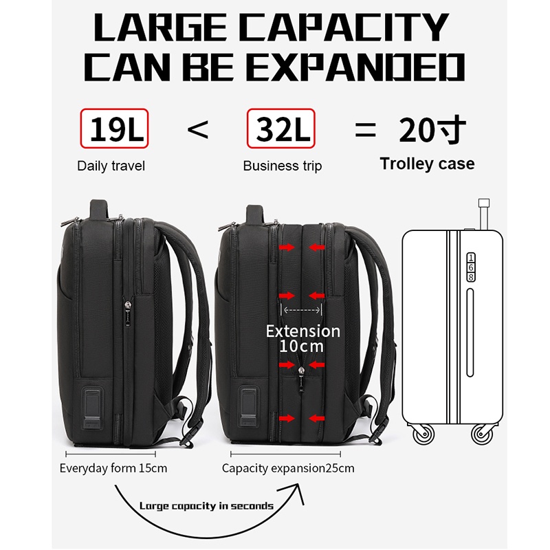 B00350 Tas Arctic Hunter Pria Ransel Laptop 17&quot; USB Expandable RFID