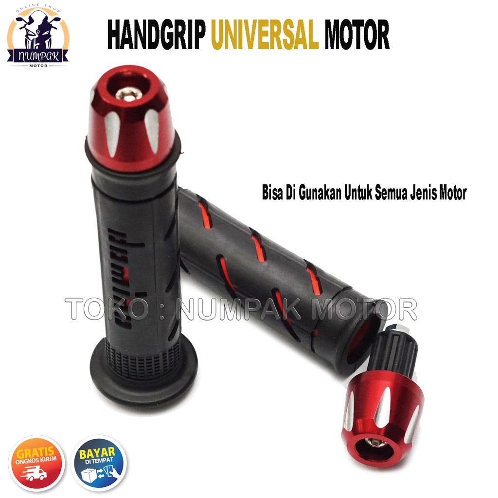 Grip Handgrip Motor Variasi Domino Plus Jalu Stang Untuk Motor Matic , Bebek dan Moge - MERAH