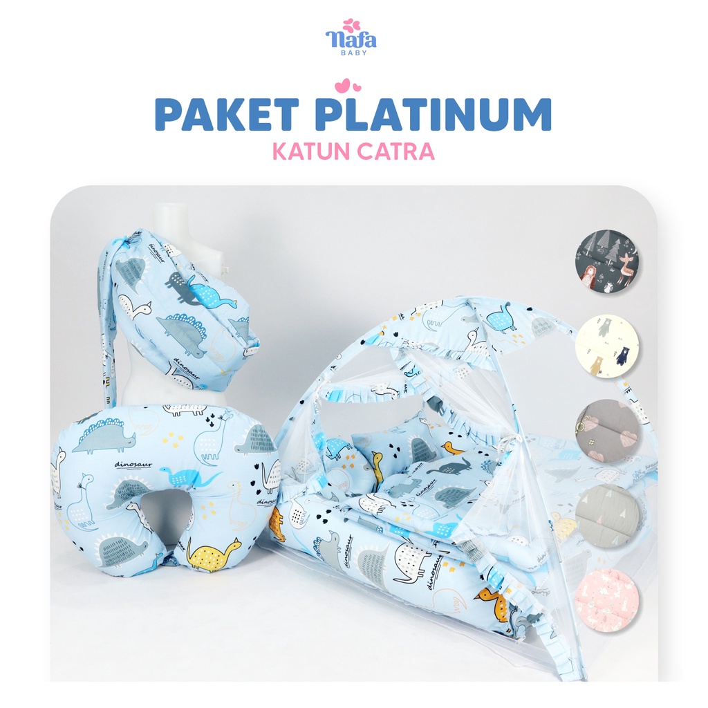 NAFA BABY - Platinum Package Include Bedcover Bayi | Kasur Box Bayi | Bantal Menyusui | Gendongan Bayi | Kelambu Tenda Anti Nyamuk