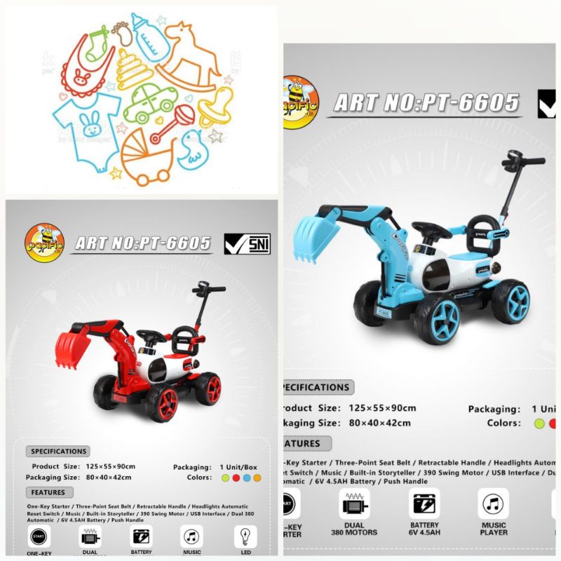Mobil mainan anak aki Excavator remote PT6605