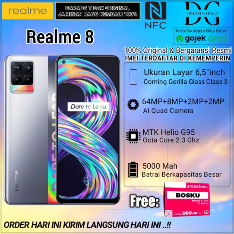 Realme 8 NFC 8GB/128GB 100% Original Garansi Reami