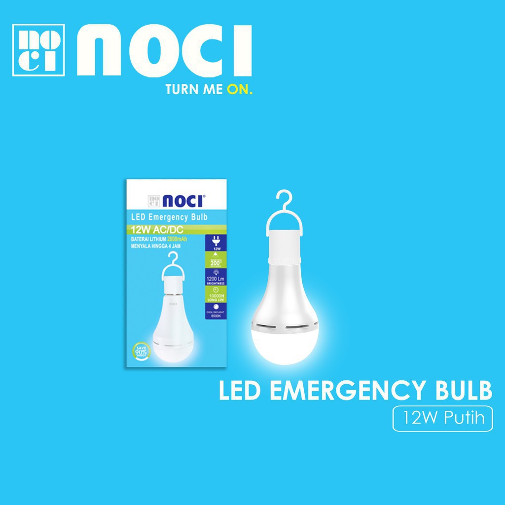 Lampu LED Emergency Noci 12 Watt - Putih