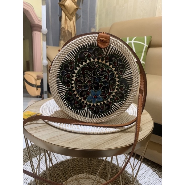 Tas rotan bulat original Krisna Bali