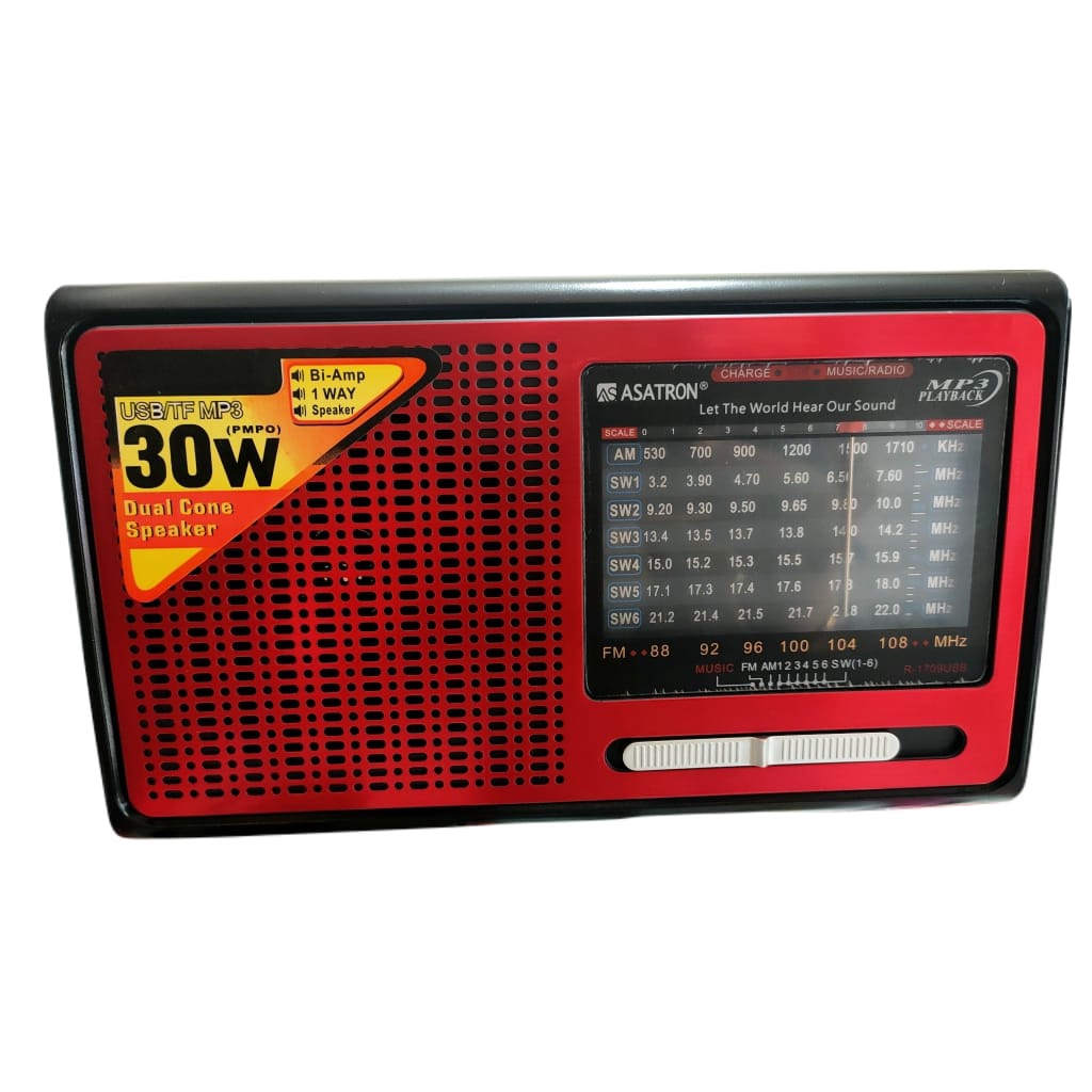 ASATRON R-1708 USB// R-1709 USB FM/AM/SW 1-6 8BAND RADIO WITH USB/TF MUSIC PLAYER