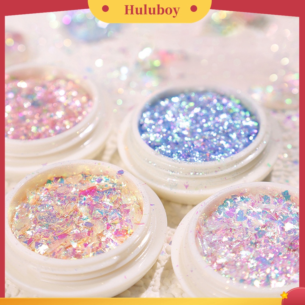 Huluboy Huluboy♡ Bubuk Glitter Sequin Ultra Tipis Warna-Warni Untuk Manicure