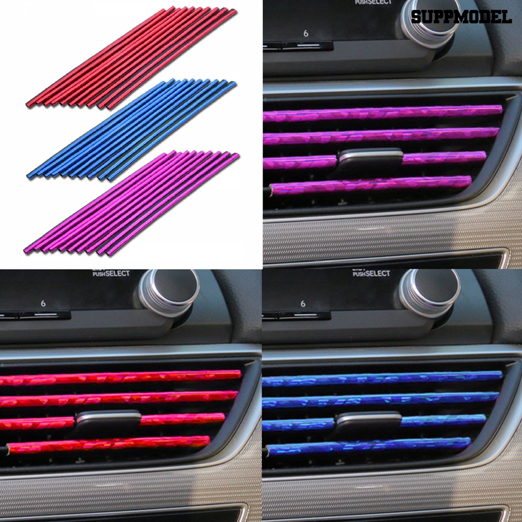 Suppmodel 10Pcs / Set Strip Dekorasi Ventilasi Ac Mobil Bahan PVC Glossy Tahan Lama