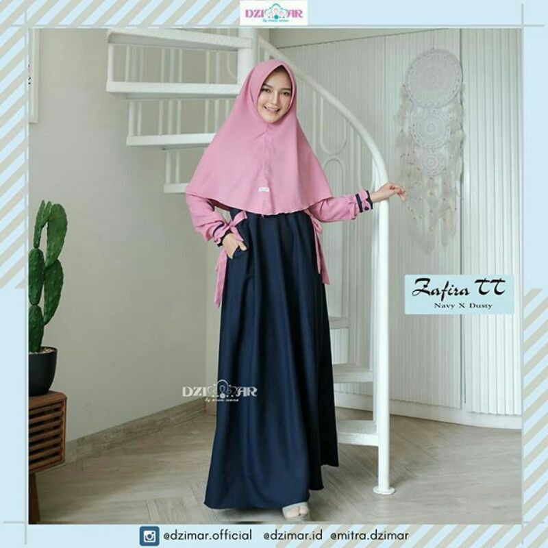 Atma_Store // Zafira Set Dress By Dzimar // Gamis Polos Original