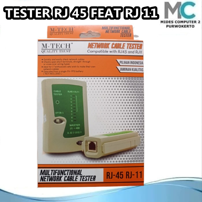 LAN Tester M-Tech untuk Kabel RJ11 dan RJ45