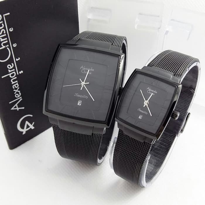 Sale JAM TANGAN COUPLE ALEXANDRE CHRISTIE AC 6381 PASIR BLACK Keren