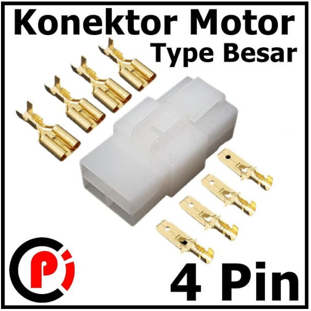 Connector Motor Besar 6mm 4 Pin 4P Plus Skun Set Soket Konektor