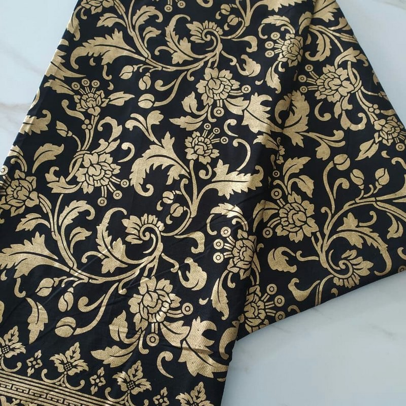 Kain Batik Kain Bahan Atasan Wanita Pria Warna Emas uk 2x1m