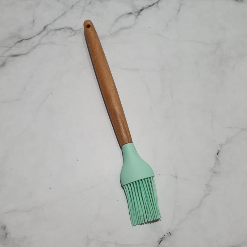 silicone Brush wooden handle / kuas silikon gagang kayu tahan panas